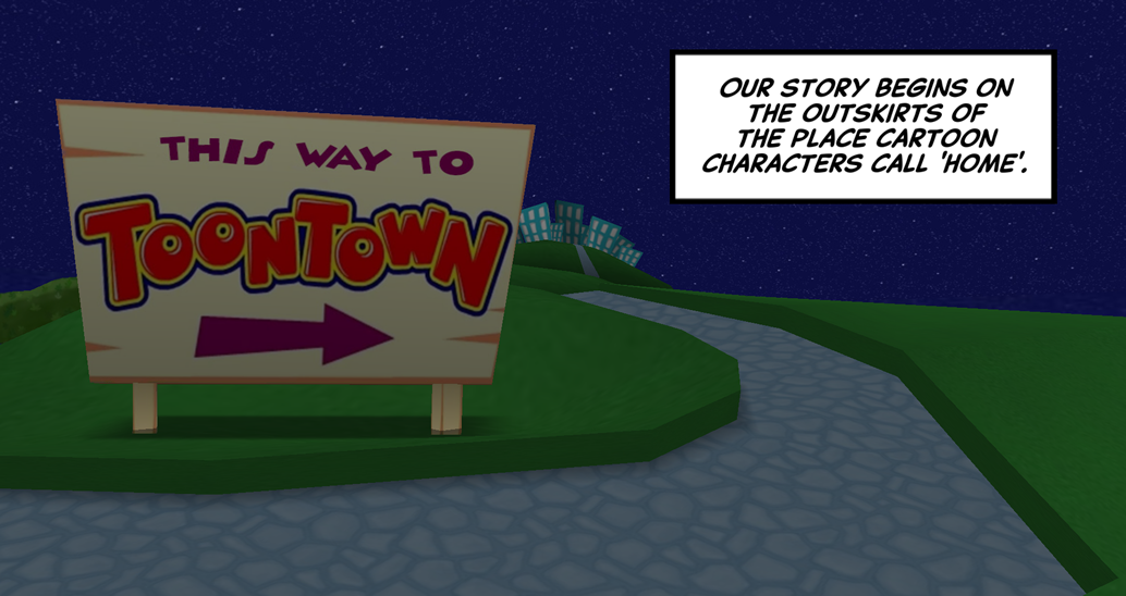 A road sign points toward Toontown